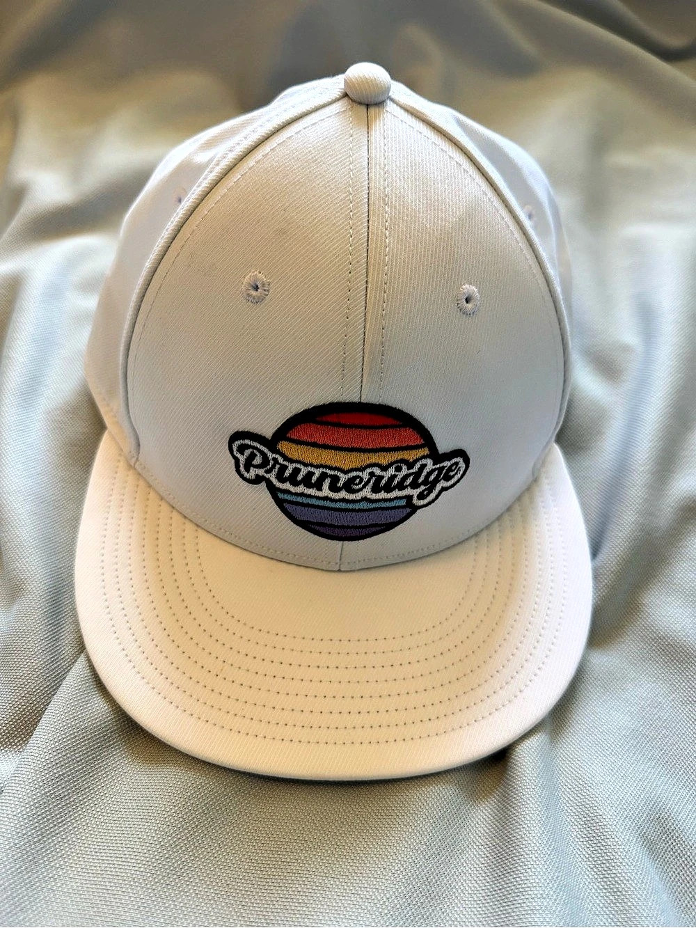 Retro Pruneridge Golf Club Snapback Hat White Rainbow